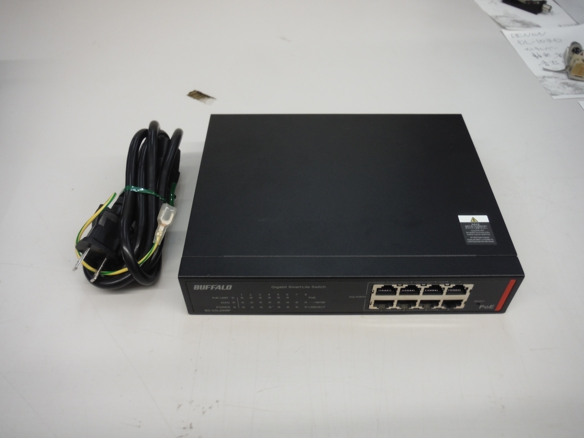 ○BEh BUFFALO バッファロー PoE対応GigaBit L2スイッチ 8ポート BS-GSL2008P 中古 鳥取県 引取歓迎拍卖