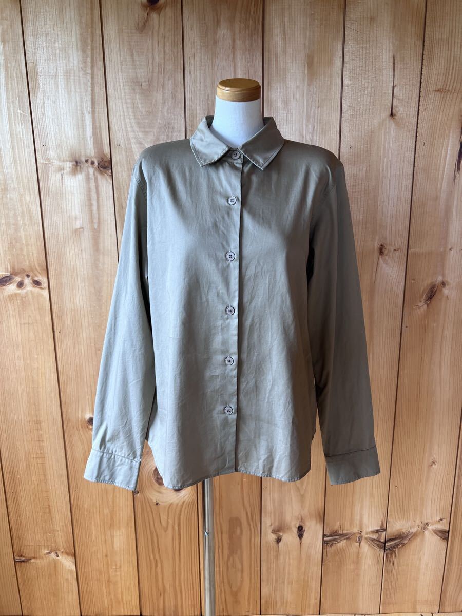 アニエスベー/agnes b./ブラウス/シャツ/トップス/長袖/コットン/38/M/ベージュ/チュニジア製/良品美品拍卖