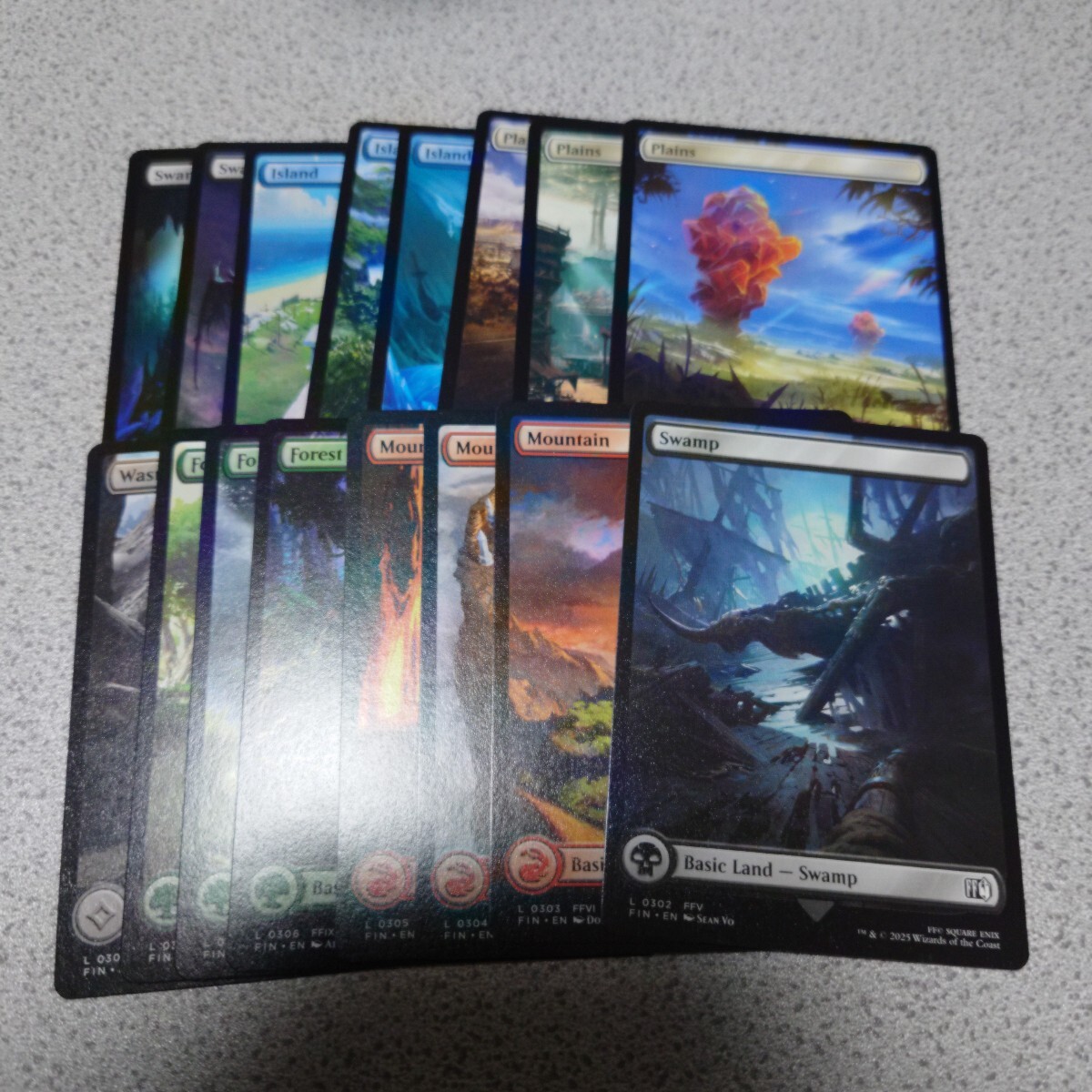 MTG FIN 基本土地 まとめ 英語 各1枚 16種 16枚セット ファイナルファンタジー Final Fantasy 島 沼 山 森 平地 荒地 即決拍卖