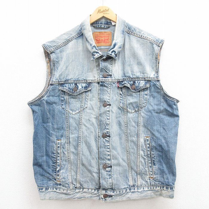 XL/古着 リーバイス Levis デニム ベスト メンズ コットン 紺 ネイビー 25jul28 中古 アウター拍卖