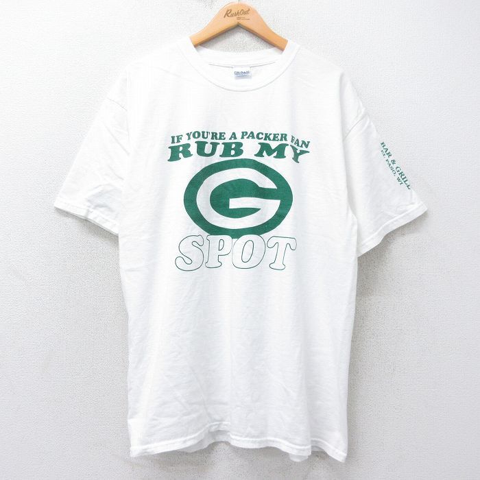 XL/古着 半袖 ビンテージ Tシャツ メンズ 00s NFL グリーンベイパッカーズ 大きいサイズ コットン クルーネック 白 ホワイト 25jul25 中古拍卖