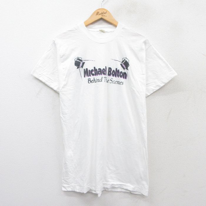 L/古着 スクリーンスターズ 半袖 ビンテージ Tシャツ メンズ 80s マイケルボルトン コットン クルーネック 白 ホワイト 25jul31 中古拍卖