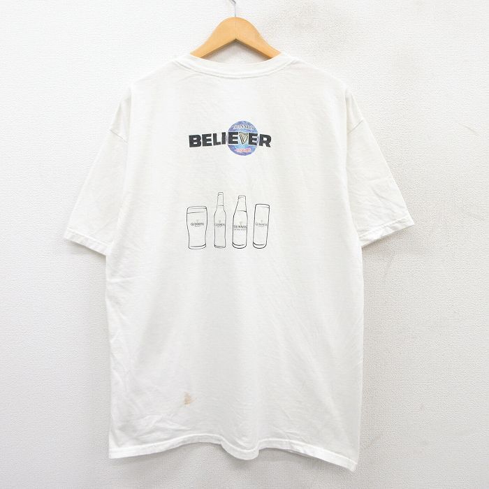 XL/古着 半袖 ビンテージ Tシャツ メンズ 00s ギネスビール 大きいサイズ コットン クルーネック 白 ホワイト spe 25jul28 中古拍卖