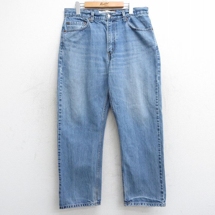 W36/古着 ジーンズ Levis リーバイス 505 メンズ ヒゲ コットン 紺 ネイビー デニム 25jul30 中古 ボトムス ジーパン Gパン ロング パンツ拍卖