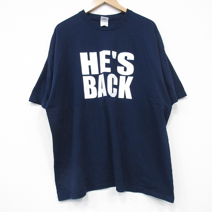 XL/古着 半袖 Tシャツ メンズ BACK 大きいサイズ コットン クルーネック 紺 ネイビー 25jul25 中古拍卖