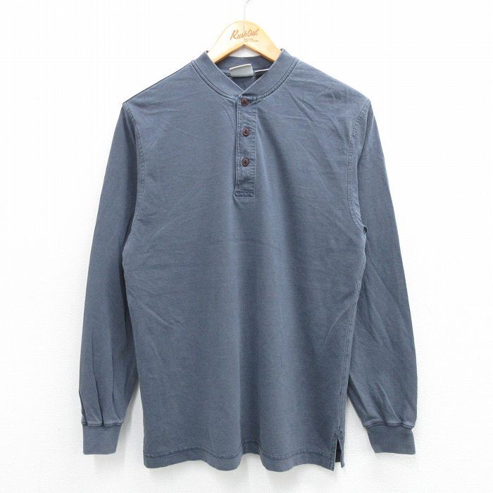 M/古着 エルエルビーン LLBEAN 長袖 ビンテージ Tシャツ メンズ 00s 無地 コットン ヘンリーネック 濃グレー 25jul26 中古拍卖