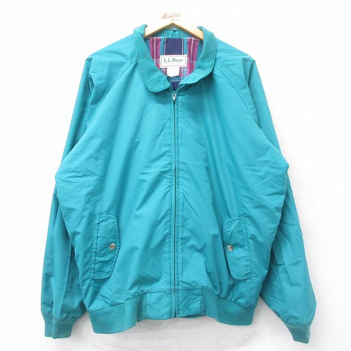 XL/古着 エルエルビーン LLBEAN 長袖 ナイロン ジャケット メンズ 80s ラグラン 青緑 spe 25aug04 中古 アウター ウインドブレーカー拍卖