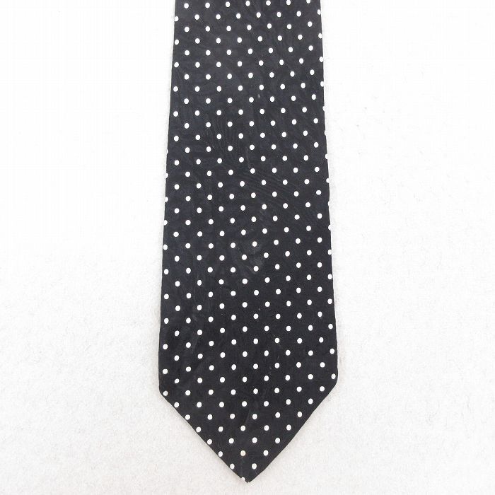 中古 ネクタイ 80s シルク 黒 ブラック ドット 25aug02拍卖