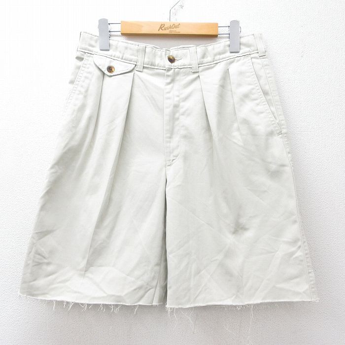 W31/古着 ショート パンツ ショーツ メンズ コットン 薄ベージュ カーキ 25aug04 中古 ボトムス 短パン ショーパン ハーフ拍卖