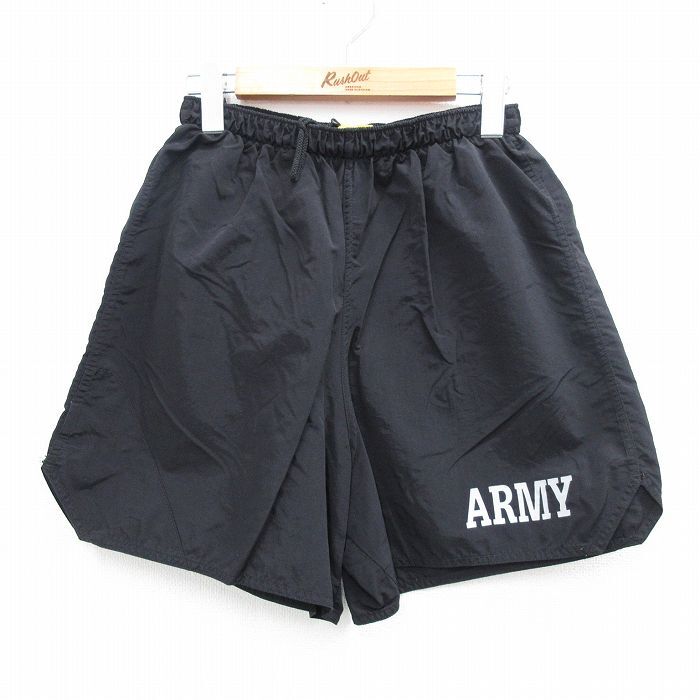 W28/古着 ショート トレーニング パンツ ショーツ メンズ 00s ミリタリー アーミー ARMY リフレクター 黒 ブラック 25aug02 中古 ボトムス拍卖