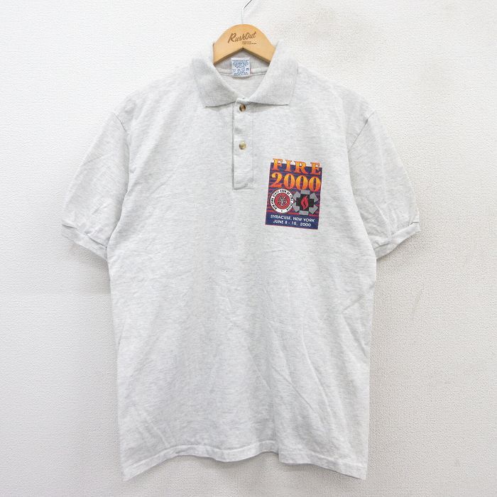 M/古着 半袖 ポロ シャツ メンズ 00s FIRE 薄グレー 霜降り 25aug01 中古 トップス拍卖