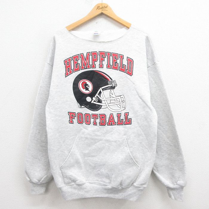 XL/古着 ジャージーズ 長袖 スウェット メンズ 90s フットボール グレー 霜降り 25aug05 中古 スエット トレーナー トップス拍卖