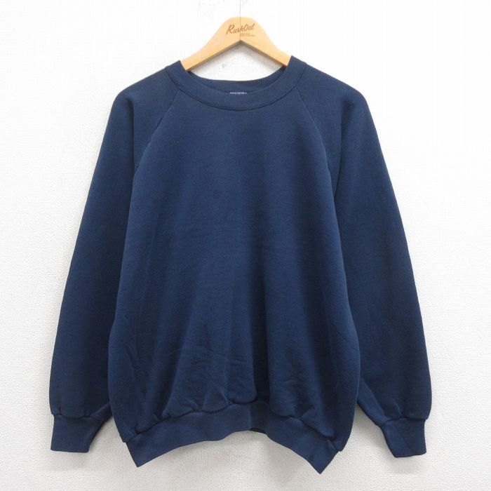 XL/古着 フルーツオブザルーム 長袖 スウェット メンズ 90s 無地 ラグラン クルーネック 紺 ネイビー 25aug05 中古 スエット トレーナー ト拍卖