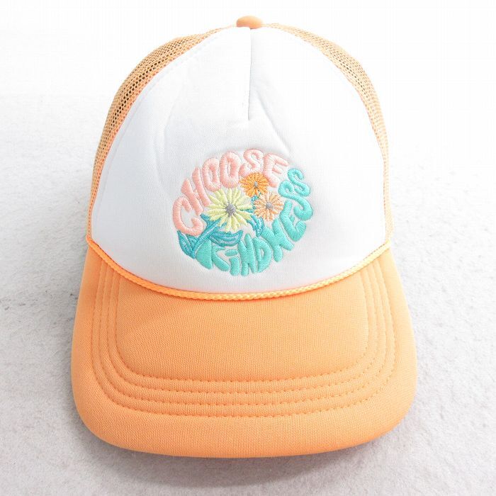 中古 アメリカンイーグル メッシュ キャップ CHOOSE 花 刺繍 ツートンカラー オレンジ他 25aug07拍卖