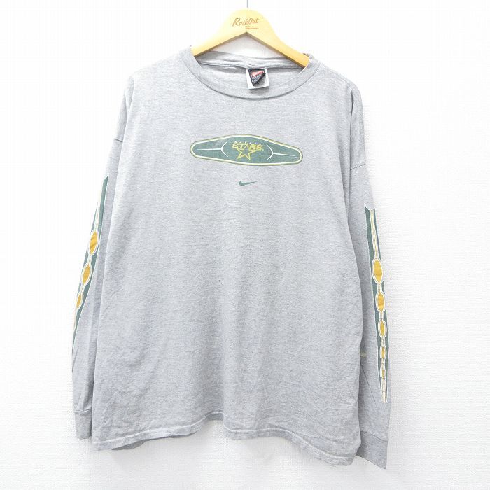 XL/古着 ナイキ NIKE 長袖 ビンテージ Tシャツ メンズ 00s NHL ダラススターズ 大きいサイズ コットン クルーネック グレー 霜降り アイス拍卖