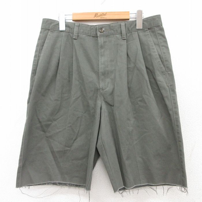 W33/古着 ドッカーズ ショート パンツ ショーツ メンズ コットン 濃緑系 グリーン 25aug05 中古 ボトムス 短パン ショーパン ハーフ拍卖