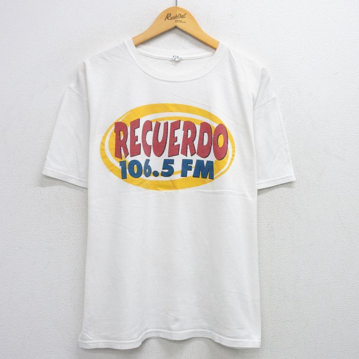 XL/古着 半袖 ビンテージ Tシャツ メンズ 00s RECUERDO FM 大きいサイズ コットン クルーネック 白 ホワイト 25aug01 中古拍卖