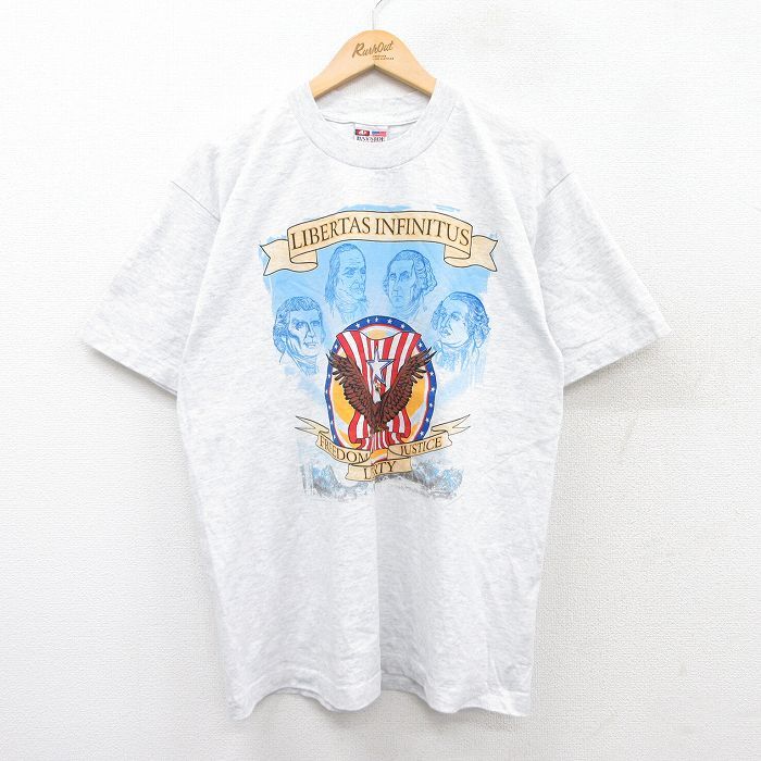 L/古着 半袖 ビンテージ Tシャツ メンズ 00s トーマスジェファーソン コットン クルーネック 薄グレー 霜降り 25aug02 中古拍卖