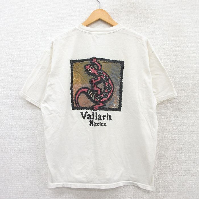 XL/古着 半袖 ビンテージ Tシャツ メンズ 00s Vallarta トカゲ コットン クルーネック 白 ホワイト 25aug04 中古拍卖