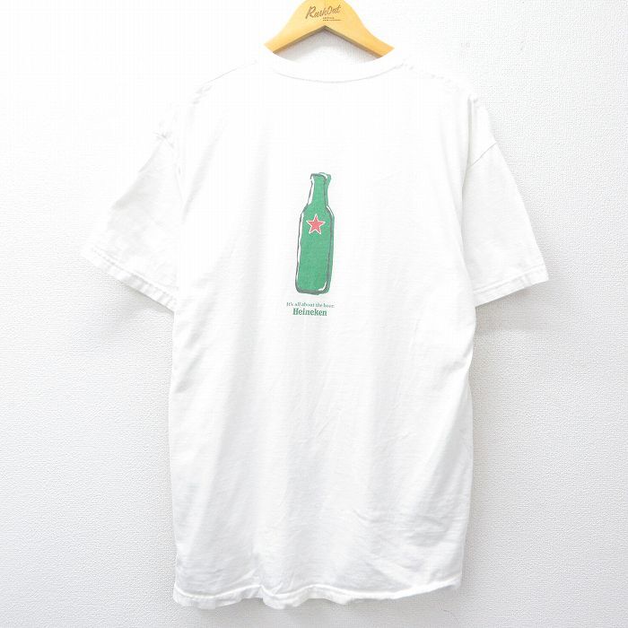 XL/古着 フルーツオブザルーム 半袖 ビンテージ Tシャツ メンズ 90s ハイネケン ビール コットン クルーネック 白 ホワイト spe 25aug06 中拍卖
