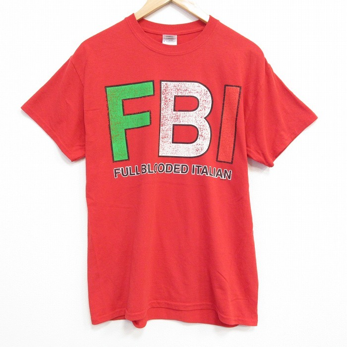 M/古着 半袖 ビンテージ Tシャツ メンズ 00s FBI クルーネック 赤 レッド 25aug07 中古拍卖