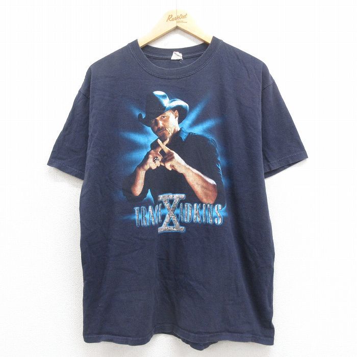 XL/古着 半袖 ビンテージ ロック バンド Tシャツ メンズ 00s トレイスアドキンス コットン クルーネック 紺 ネイビー 25aug06 中古拍卖