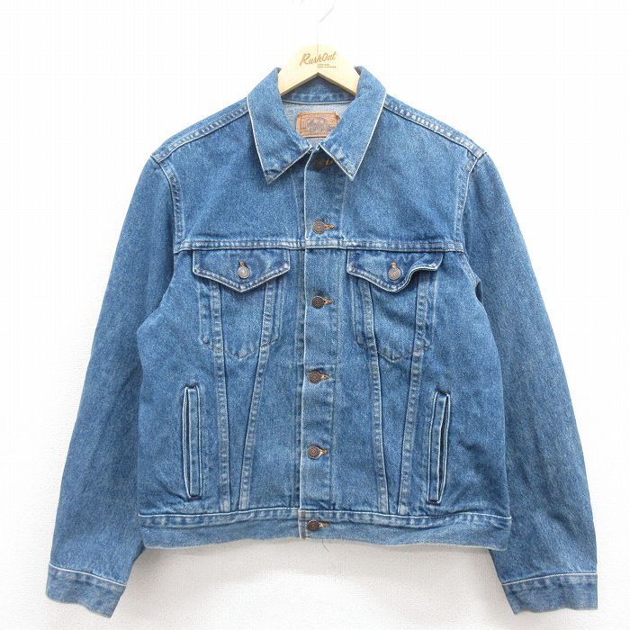M/古着 JCペニー 長袖 ジージャン メンズ 90s コットン 紺 ネイビー デニム 25aug09 中古 アウター Gジャン ジャケット拍卖