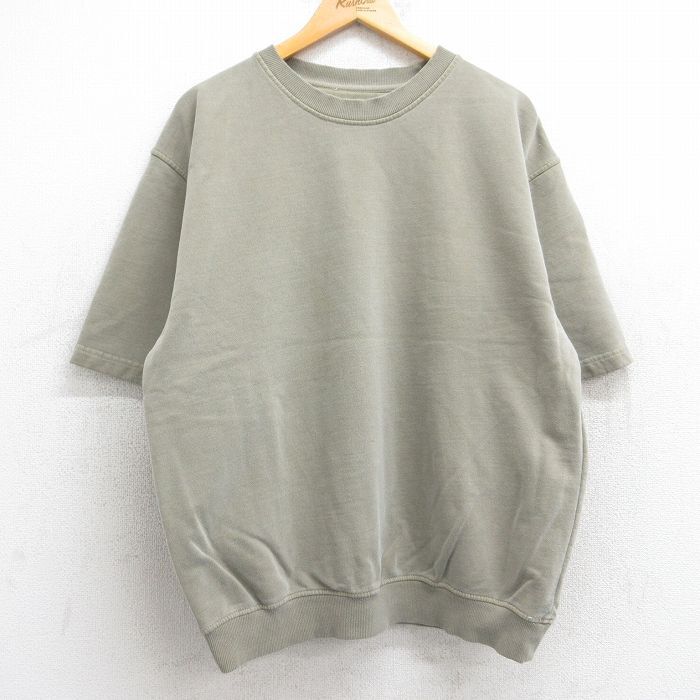 L/古着 カベラス 半袖 スウェット メンズ 無地 コットン クルーネック ベージュ系 カーキ 25aug13 中古 スエット トレーナー トップス拍卖