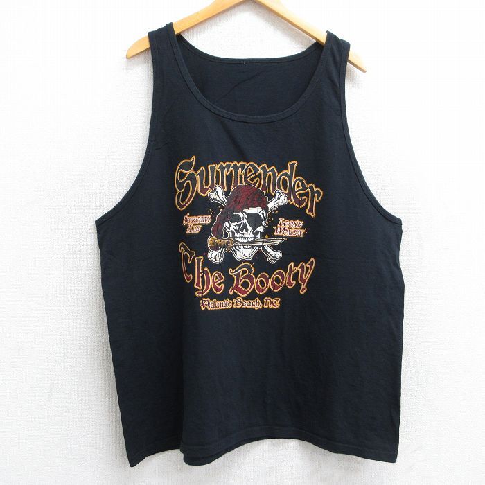 XL/古着 タンクトップ メンズ スカル Surrender 大きいサイズ クルーネック 黒 ブラック 25aug13 中古拍卖