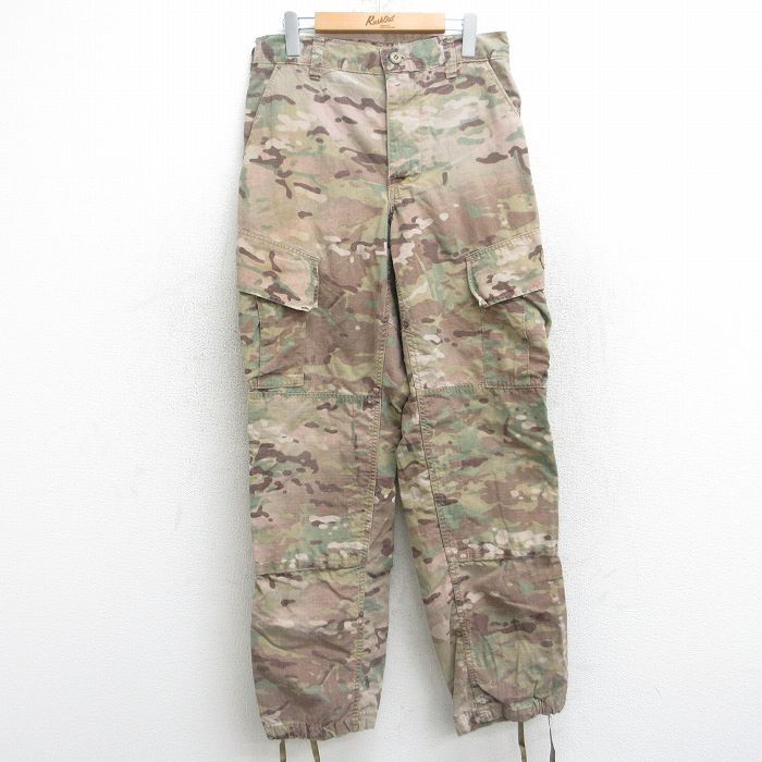 W30/古着 ミリタリー カーゴ パンツ メンズ アーミー ARMY コンバット リップストップ マルチカムカモ レーヨン ベージュ カーキ 迷彩 25au拍卖