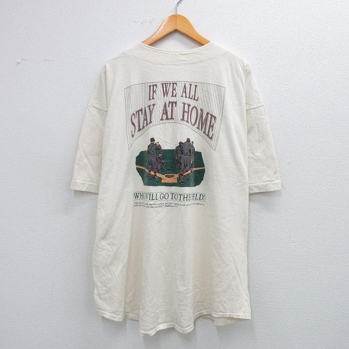 XL/古着 半袖 ベースボール シャツ メンズ 90s ワールドシリーズ 大きいサイズ ロング丈 コットン 生成り 25aug19 中古 トップス拍卖