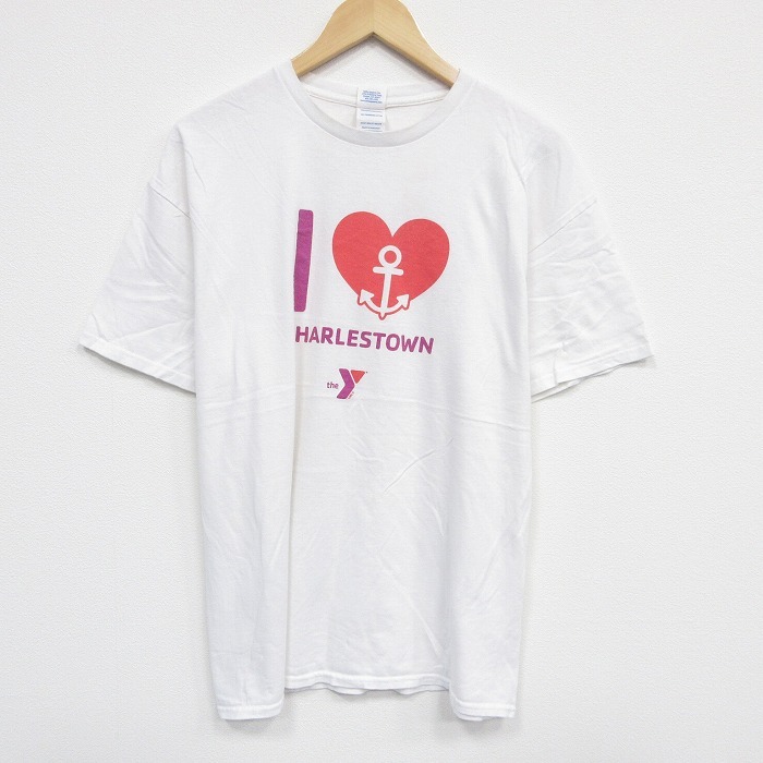 XL/古着 半袖 Tシャツ メンズ ハート コットン クルーネック 白 ホワイト 25aug18 中古拍卖