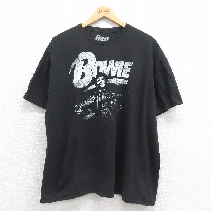 XL/古着 半袖 ロック バンド Tシャツ メンズ デヴィッドボウイ 大きいサイズ コットン クルーネック 黒 ブラック 25aug18 中古拍卖