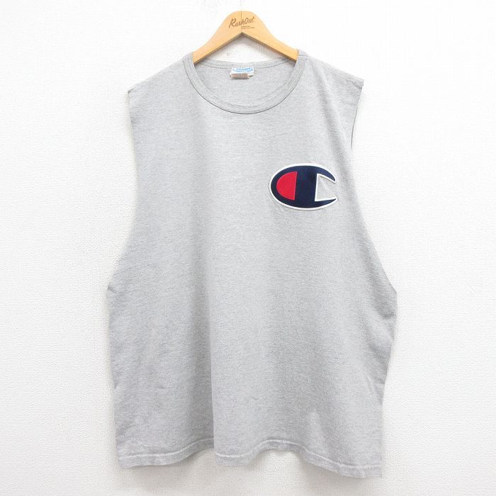 XL/古着 チャンピオン Champion タンクトップ メンズ ビッグロゴ 大きいサイズ クルーネック グレー 霜降り 25aug18 中古拍卖