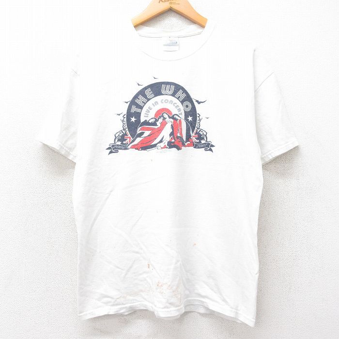 L/古着 ヘインズ 半袖 ビンテージ ロック バンド Tシャツ メンズ 00s ザフー コットン クルーネック 白 ホワイト 25aug20 中古拍卖