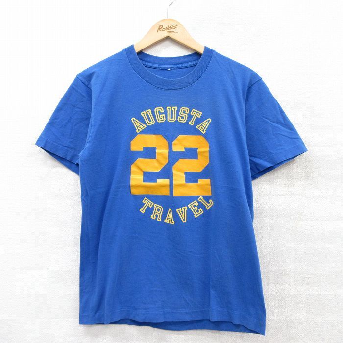 M/古着 半袖 ビンテージ Tシャツ メンズ 90s オーガスタ 22 クルーネック 青 ブルー 25aug18 中古拍卖