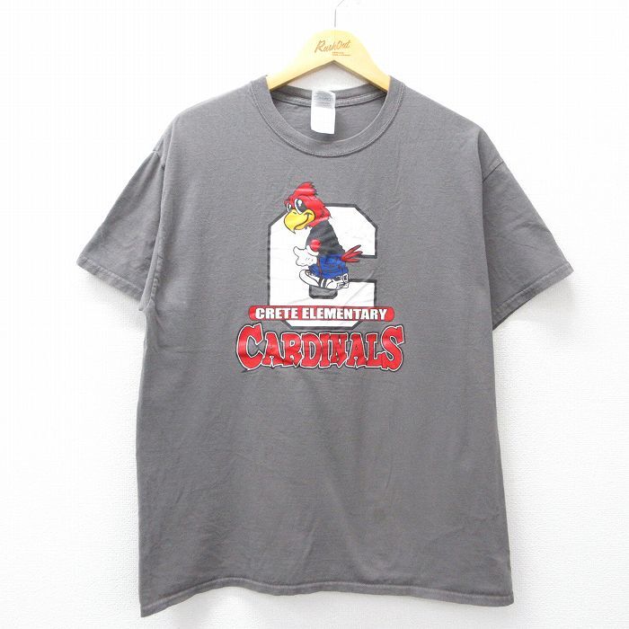 L/古着 半袖 ビンテージ Tシャツ メンズ 00s 鳥 カーディナルズ コットン クルーネック 濃グレー 25aug19 中古拍卖