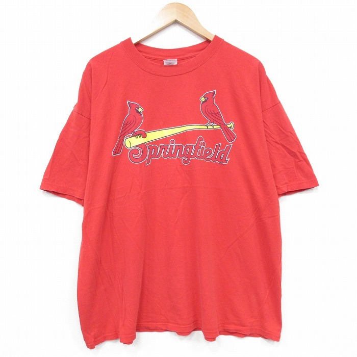 XL/古着 半袖 ビンテージ Tシャツ メンズ 00s スプリングフィールド 大きいサイズ コットン クルーネック 赤 レッド 25aug12 中古拍卖
