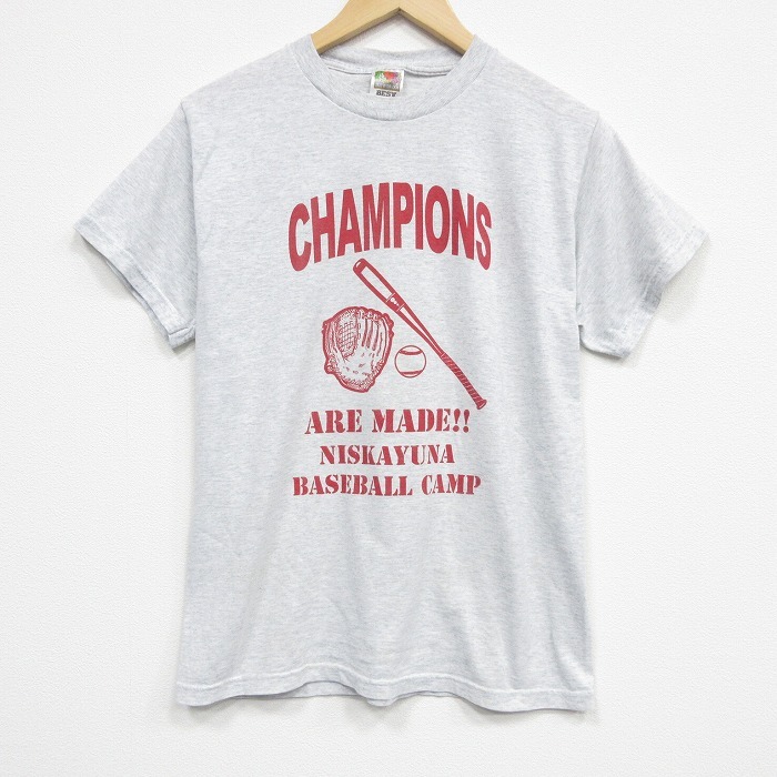 M/古着 フルーツオブザルーム 半袖 ビンテージ Tシャツ メンズ 00s ベースボール クルーネック 薄グレー 霜降り 25aug12 中古拍卖