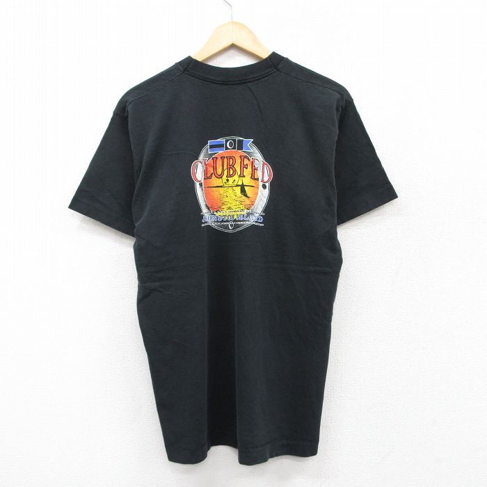 L/古着 半袖 ビンテージ Tシャツ メンズ 90s CLUB FED クルーネック 黒 ブラック 25aug21 中古拍卖
