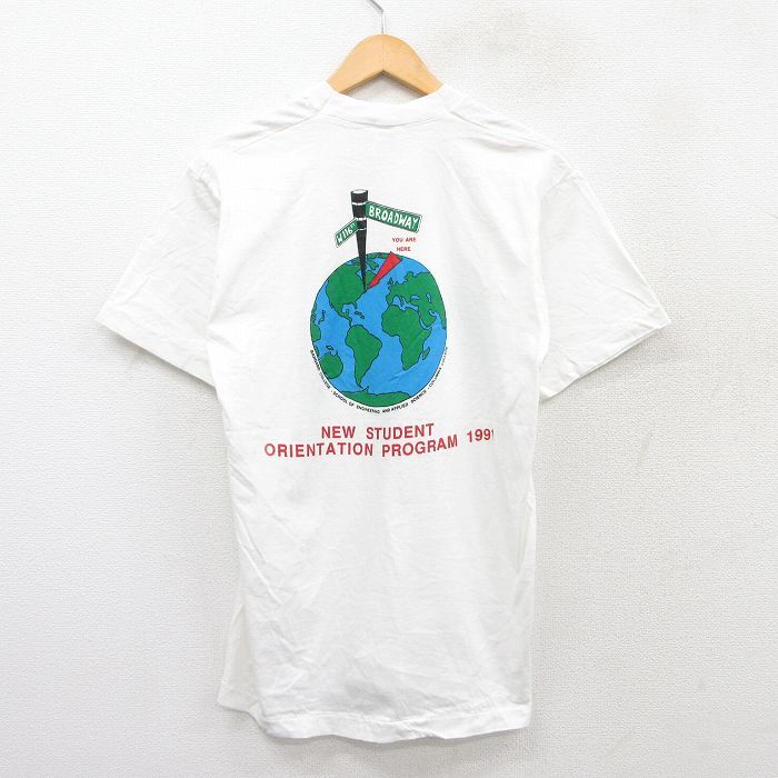 M/古着 フルーツオブザルーム 半袖 ビンテージ Tシャツ メンズ 90s 地球 コットン クルーネック 白 ホワイト spe 25aug20 中古拍卖