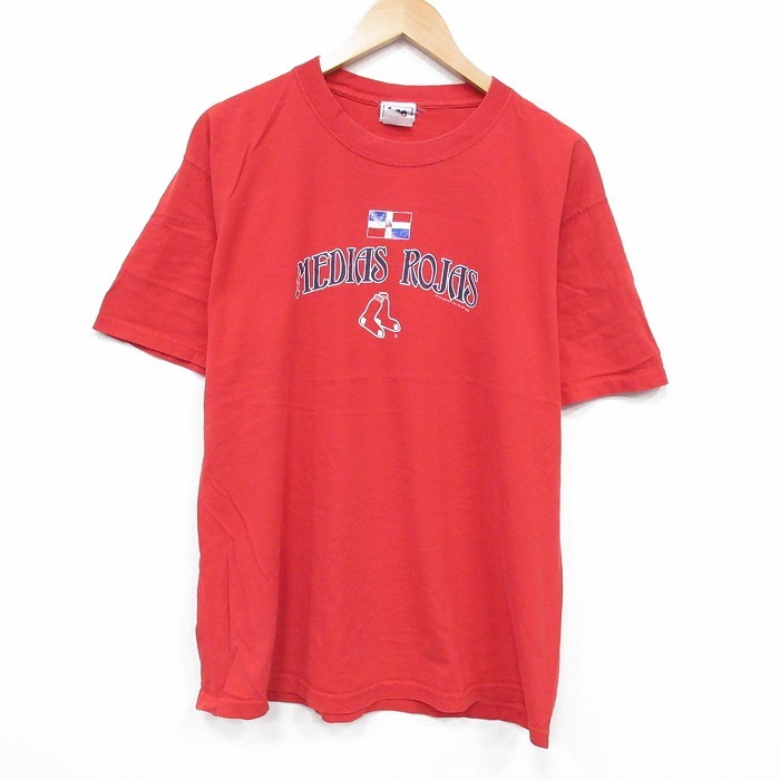 XL/古着 リー Lee 半袖 ビンテージ Tシャツ メンズ 00s MLB ボストンレッドソックス コットン クルーネック 赤 レッド メジャーリーグ ベー拍卖