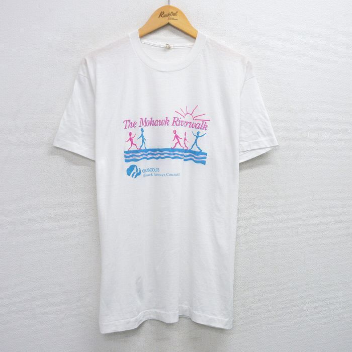 XL/古着 スクリーンスターズ 半袖 ビンテージ Tシャツ メンズ 80s Riverwalk 大きいサイズ クルーネック 白 ホワイト 25aug12 中古拍卖