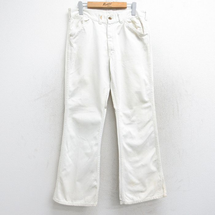 W32/古着 リー Lee ジーンズ メンズ 80s フレア タロン 白 ホワイト デニム spe 25aug19 中古 ボトムス ジーパン Gパン ロング パンツ拍卖