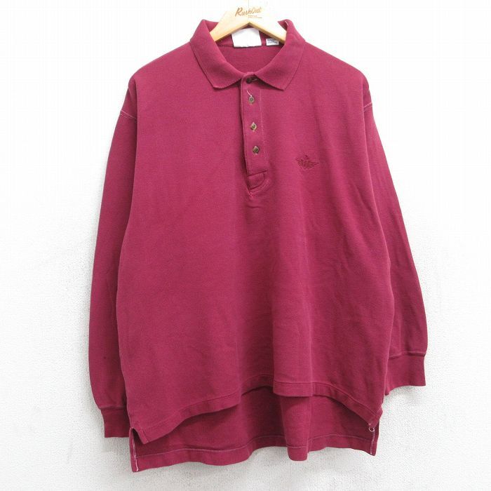 XL/古着 ドッカーズ 長袖 ブランド ポロ シャツ メンズ 90s ワンポイントロゴ コットン エンジ 25aug18 中古 トップス拍卖