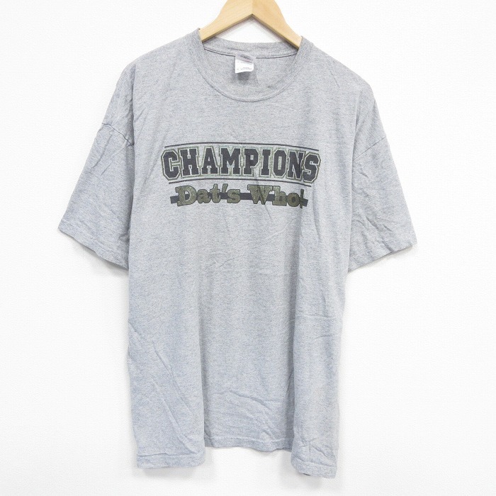 XL/古着 半袖 Tシャツ メンズ チャンピオンズ 大きいサイズ クルーネック グレー 霜降り 25aug18 中古拍卖