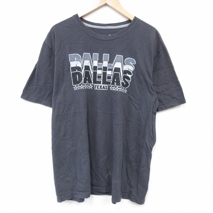 XL/古着 半袖 Tシャツ メンズ ダラス 大きいサイズ コットン クルーネック 濃グレー 25aug21 中古拍卖