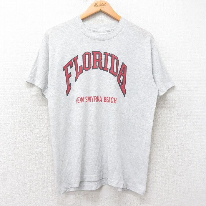 M/古着 半袖 ビンテージ Tシャツ メンズ 90s フロリダ クルーネック 薄グレー 霜降り 25aug26 中古拍卖