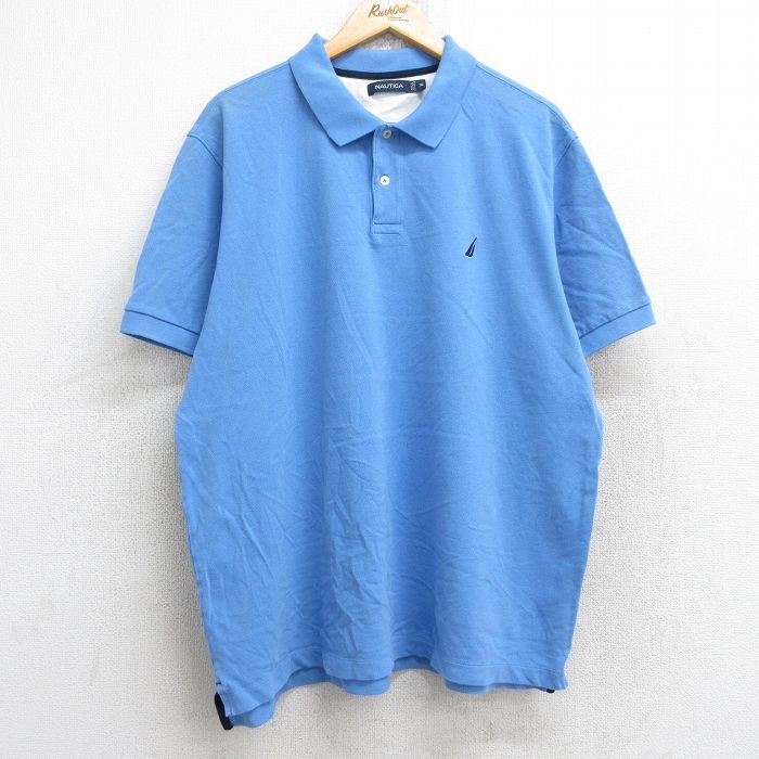 XL/古着 ノーティカ 半袖 ブランド ポロ シャツ メンズ ワンポイントロゴ 鹿の子 大きいサイズ コットン 薄紺 ネイビー 25aug25 中古 トッ拍卖