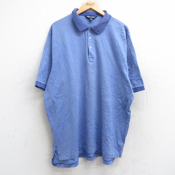 XL/古着 ラルフローレン ポロゴルフ 半袖 ブランド ポロ シャツ メンズ 90s 大きいサイズ ロング丈 コットン 薄紺 ネイビー 25aug26 中古拍卖